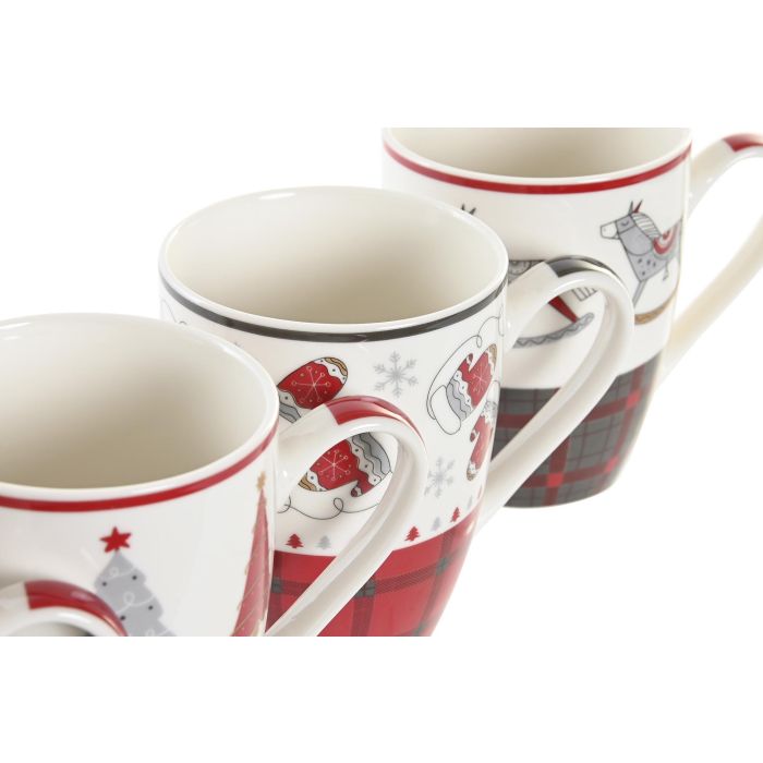 Mug Navidad Tradicional DKD Home Decor Rojo Gris 8 x 10.5 x 12 cm (12 Unidades) 2