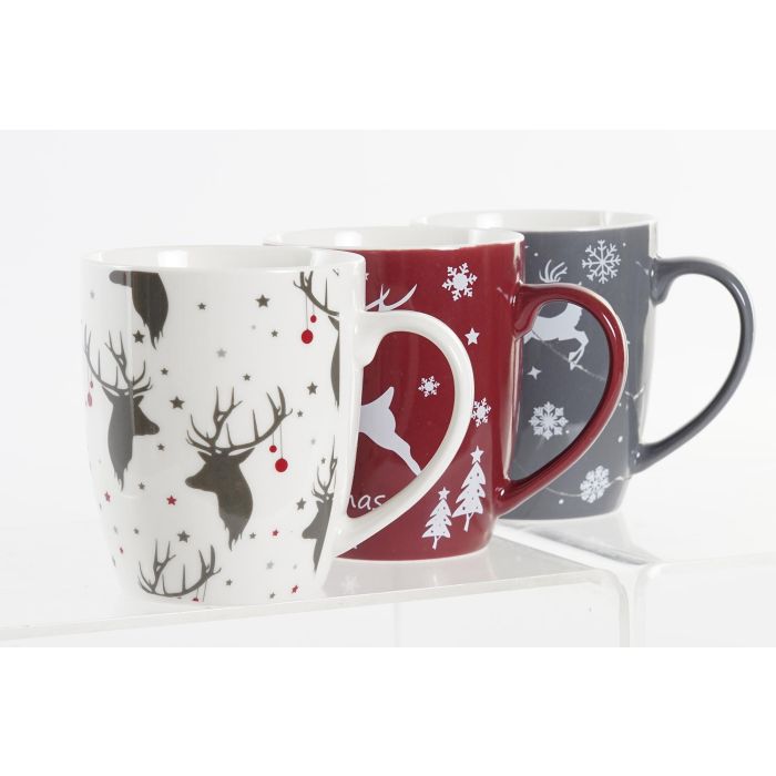 Mug Navidad Alpina DKD Home Decor Rojo Blanco 8.5 x 10 x 13 cm (12 Unidades) 1