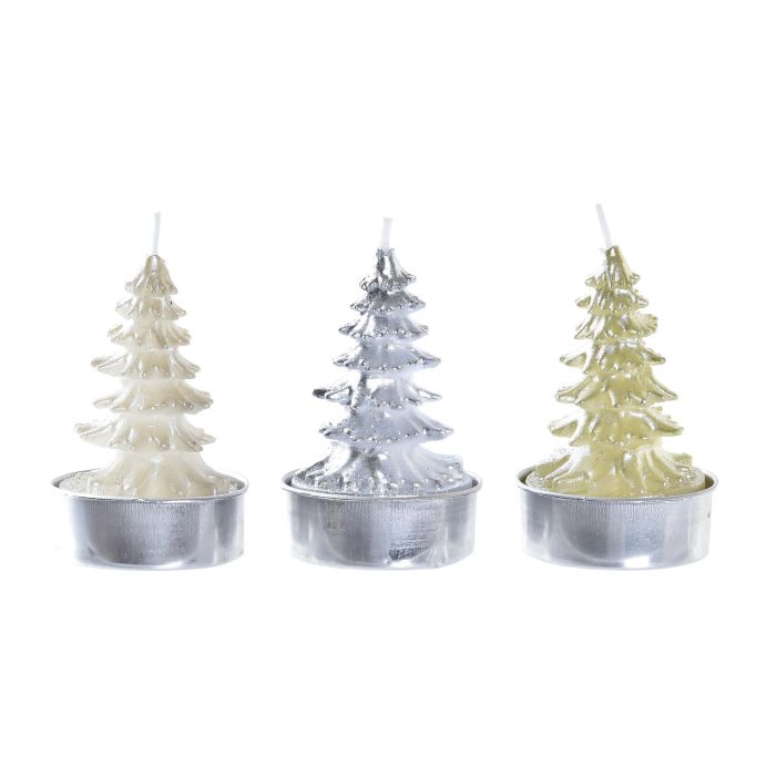 Vela Navidad Moderna DKD Home Decor Dorado Plateado 2 x 3.7 x 2 cm Set de 4 (12 Unidades) 1