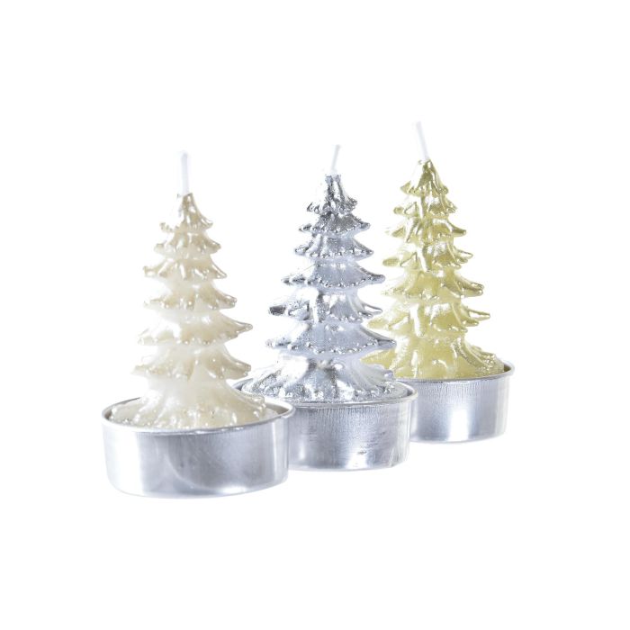 Vela Navidad Moderna DKD Home Decor Dorado Plateado 2 x 3.7 x 2 cm Set de 4 (12 Unidades) 2