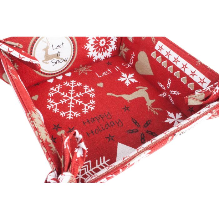 Cesta Navidad Tradicional DKD Home Decor Rojo Blanco 34 x 6 x 34 cm (12 Unidades) 1