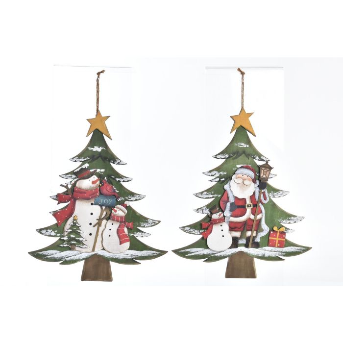 Decoracion Colgante Navidad Tradicional DKD Home Decor Verde Blanco 2 x 34.5 x 28.5 cm (12 Unidades)