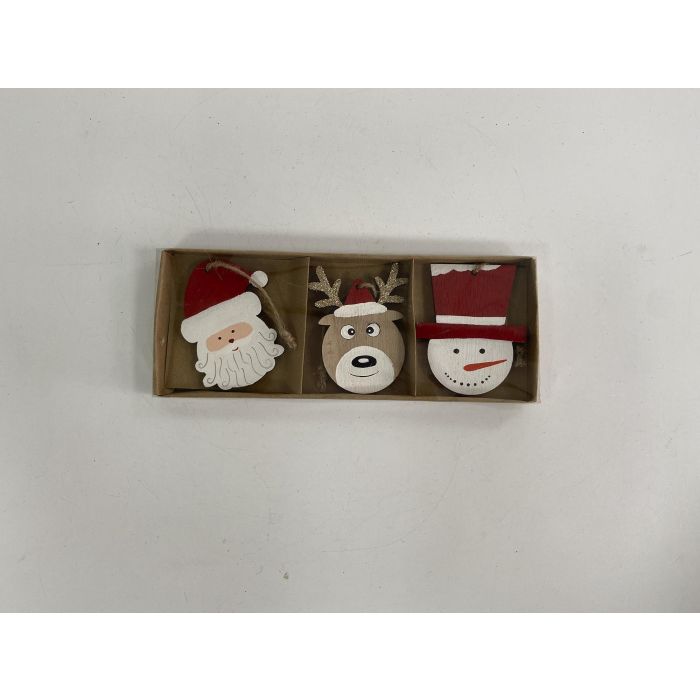 Decoracion Colgante Navidad Tradicional DKD Home Decor Rojo Blanco 1.5 x 8 x 21.2 cm Set de 3 (12 Unidades)