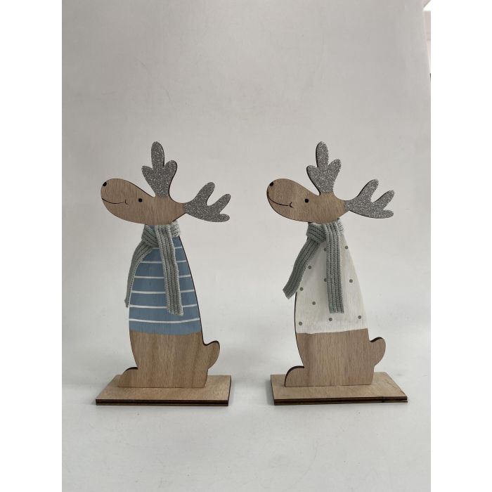 Figura Navidad Moderna DKD Home Decor Azul Blanco 4.5 x 24 x 12 cm (12 Unidades)