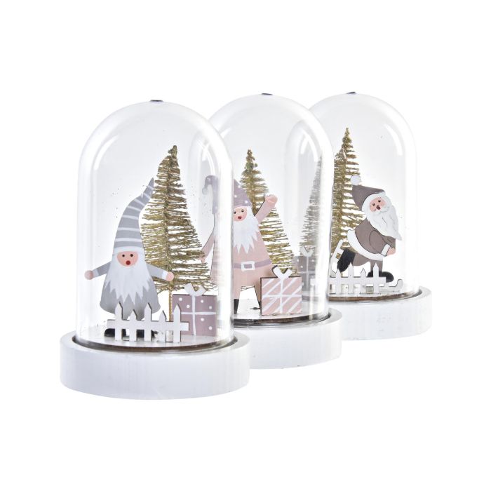 Decoracion Luminosa Navidad Fantasia DKD Home Decor Blanco Dorado 9 x 13 x 9 cm (12 Unidades) 2