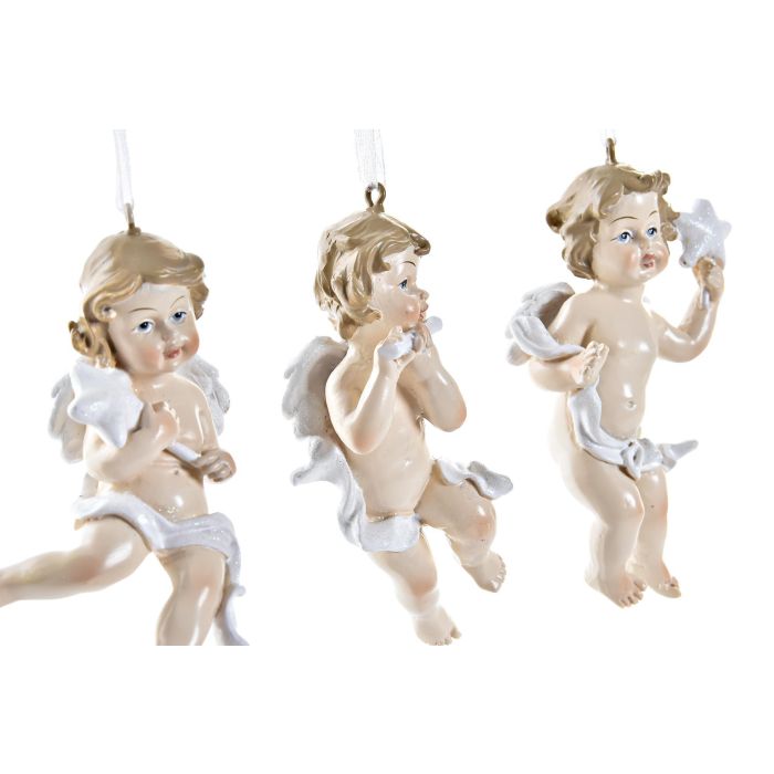 Decoracion Colgante Navidad Tradicional DKD Home Decor Crema Blanco 4.5 x 10 x 6 cm (12 Unidades) 2