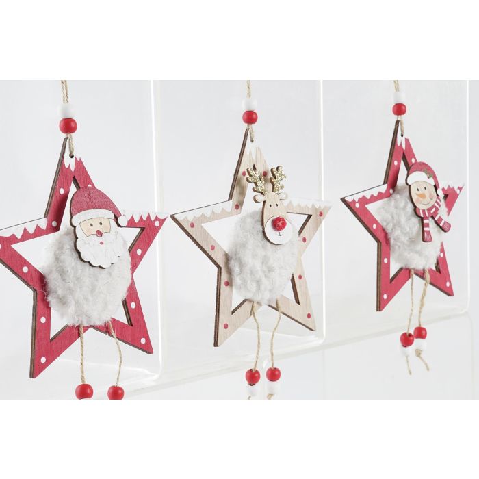 Decoracion Colgante Navidad Tradicional DKD Home Decor Rojo Blanco 2 x 14 x 14.5 cm (12 Unidades) 1