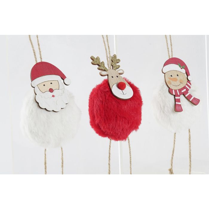 Decoracion Colgante Navidad Tradicional DKD Home Decor Blanco Rojo 2.5 x 24 x 7 cm (12 Unidades) 1