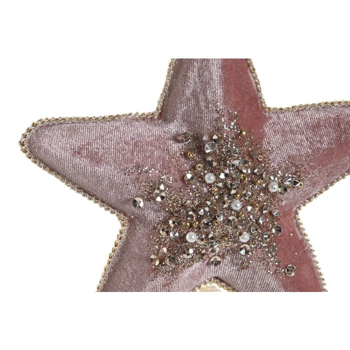 Decoracion Colgante Navidad Alpina DKD Home Decor Rosa Dorado 15 x 30 x 15 cm (12 Unidades) 2