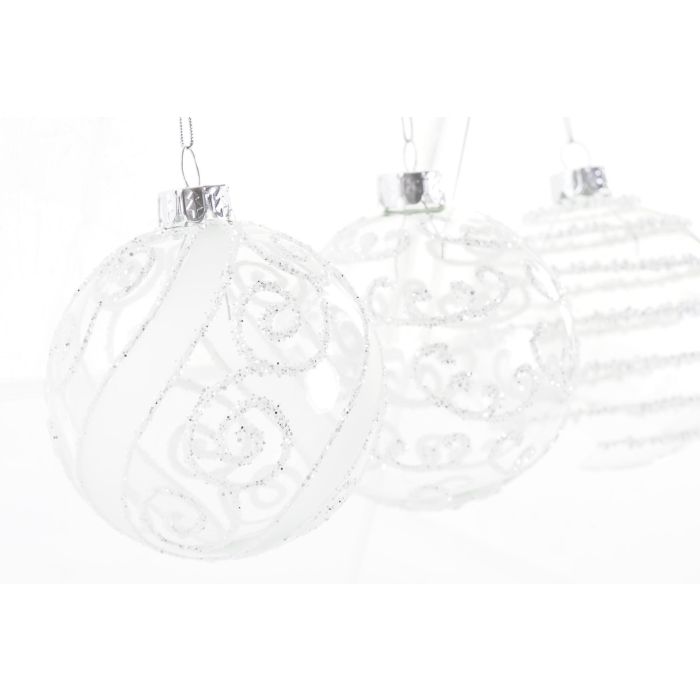 Decoracion Colgante Navidad Tradicional DKD Home Decor Blanco Transparente 8 x 8 x 8 cm (12 Unidades) 1