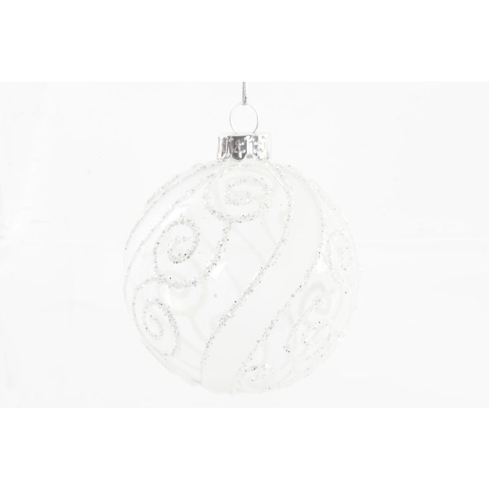 Decoracion Colgante Navidad Tradicional DKD Home Decor Blanco Transparente 8 x 8 x 8 cm (12 Unidades) 2