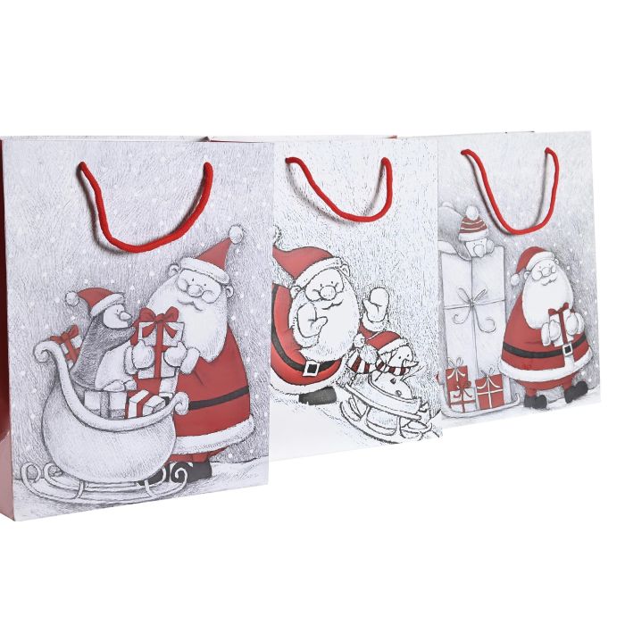 Bolsa Navidad Tradicional DKD Home Decor Rojo Blanco 10 x 23 x 18 cm (12 Unidades) 1