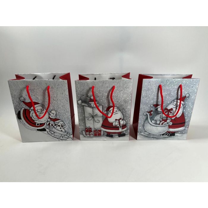 Bolsa Navidad Tradicional DKD Home Decor Rojo Blanco 10 x 23 x 18 cm (12 Unidades)
