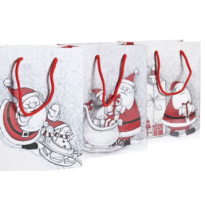 Bolsa Navidad Tradicional DKD Home Decor Rojo Blanco 13 x 32 x 26 cm (12 Unidades) 1