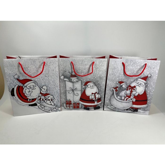 Bolsa Navidad Tradicional DKD Home Decor Rojo Blanco 13 x 32 x 26 cm (12 Unidades)