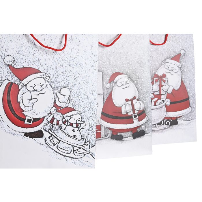 Bolsa Navidad Tradicional DKD Home Decor Rojo Blanco 10 x 46 x 33 cm (12 Unidades) 1