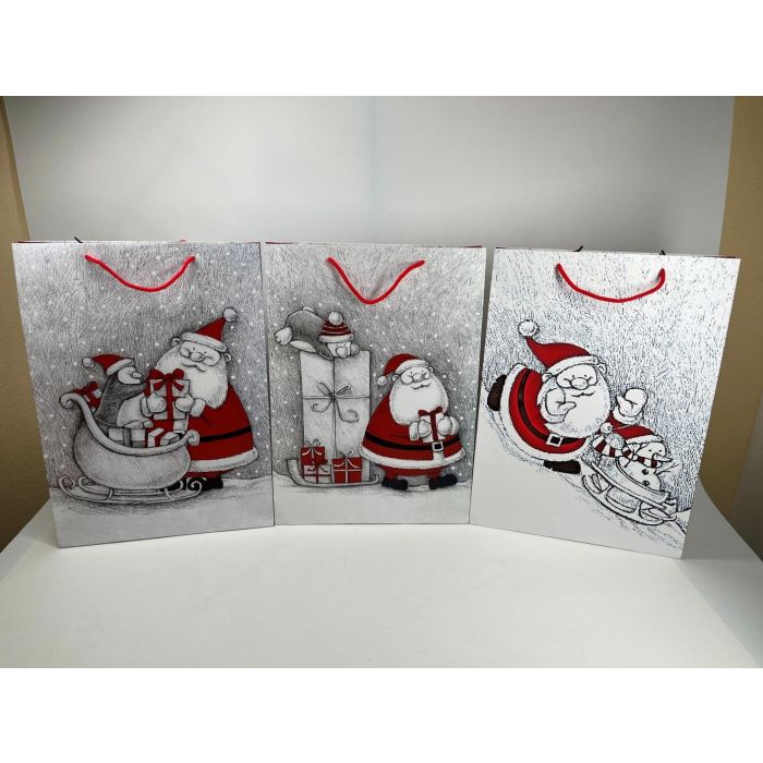 Bolsa Navidad Tradicional DKD Home Decor Rojo Blanco 10 x 46 x 33 cm (12 Unidades)