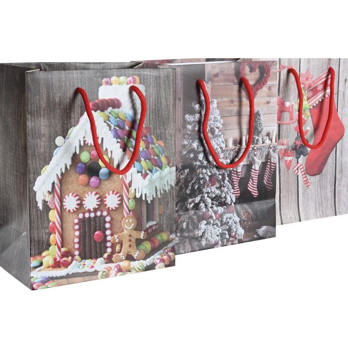 Bolsa Navidad Alpina DKD Home Decor Natural Multicolor 13 x 32 x 26 cm (12 Unidades) 1