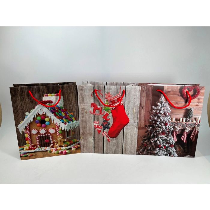 Bolsa Navidad Alpina DKD Home Decor Natural Multicolor 13 x 32 x 26 cm (12 Unidades)