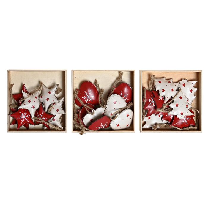 Decoracion Colgante Navidad Tradicional DKD Home Decor Blanco Rojo 10 x 3 x 10 cm Set de 8 (12 Unidades) 3