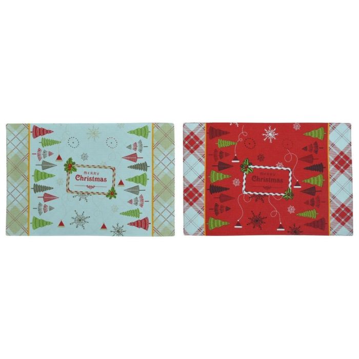 Individual Navidad Tradicional DKD Home Decor Rojo Blanco 30 x 0.2 x 45 cm (12 Unidades)