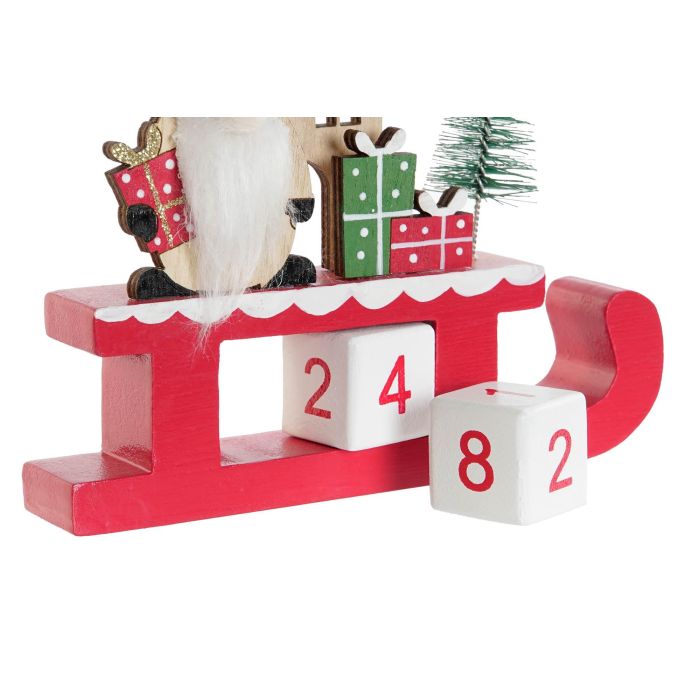 Calendario Navidad Tradicional DKD Home Decor Rojo Natural 2 x 17.5 x 15 cm (12 Unidades) 3