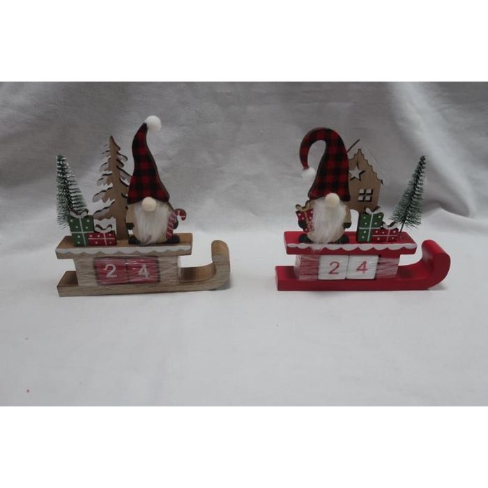 Calendario Navidad Tradicional DKD Home Decor Rojo Natural 2 x 17.5 x 15 cm (12 Unidades)