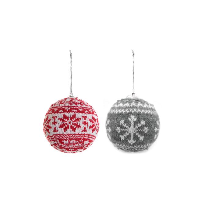 Decoracion Colgante Navidad Tradicional DKD Home Decor Rojo Gris 8 x 8 x 8 cm (12 Unidades)