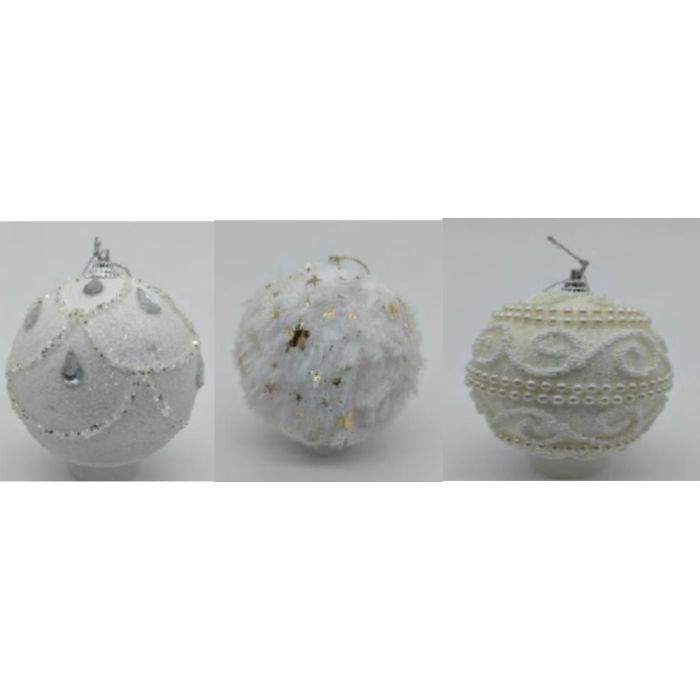 Decoracion Colgante Navidad Moderna DKD Home Decor Blanco 8 x 8 x 8 cm (12 Unidades)