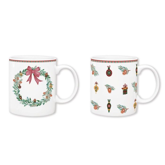 Mug Navidad Tradicional DKD Home Decor Verde Rojo 8 x 9.5 x 12 cm (12 Unidades)