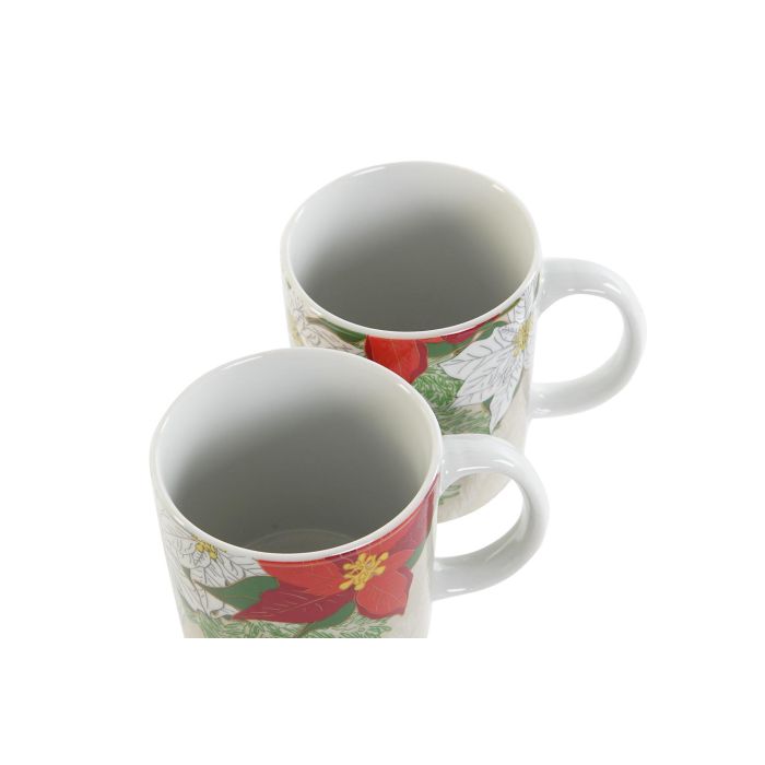 Mug Navidad Tradicional DKD Home Decor Beige Rojo 8 x 9.5 x 12 cm (12 Unidades) 2