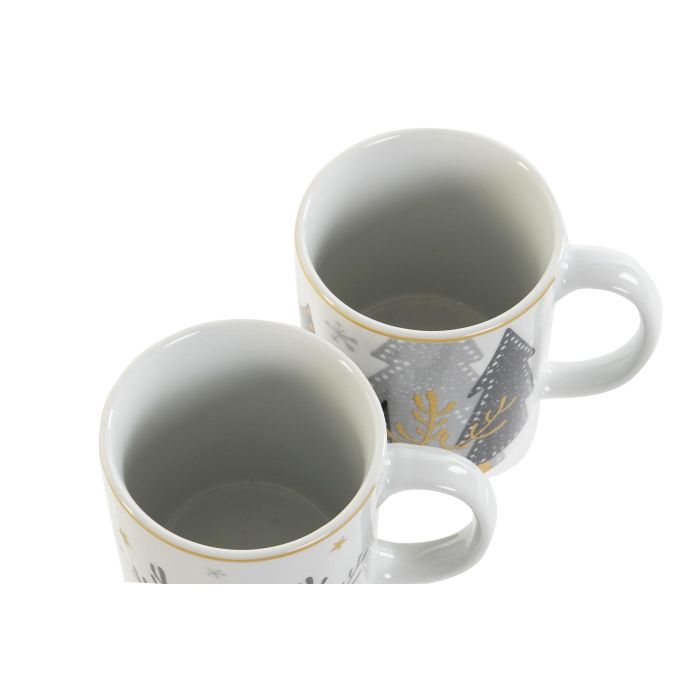 Mug Navidad Moderna DKD Home Decor Gris Dorado 8 x 9.5 x 11 cm (12 Unidades) 2