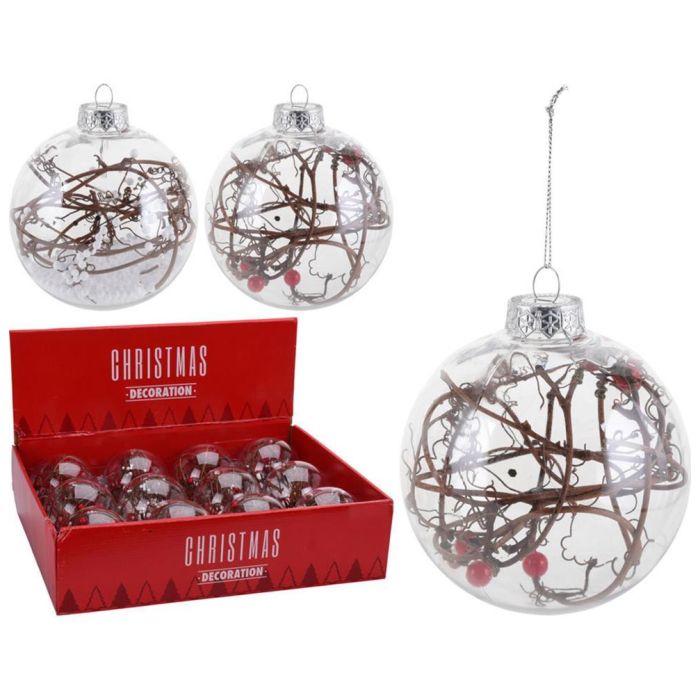 Decoracion Colgante Navidad Alpina DKD Home Decor Transparente Marron 8 x 9 x 8 cm (12 Unidades)