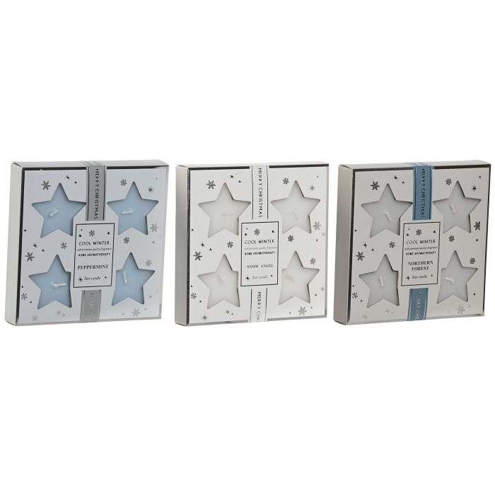 Vela Navidad Moderna DKD Home Decor Azul Celeste Blanco 6 x 2.5 x 6 cm Set de 4 (12 Unidades) 2