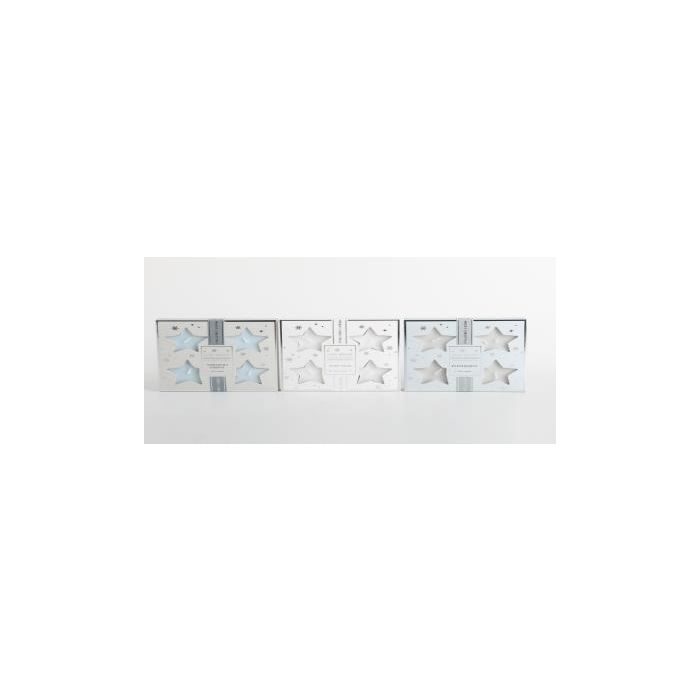 Vela Navidad Moderna DKD Home Decor Azul Celeste Blanco 6 x 2.5 x 6 cm Set de 4 (12 Unidades)