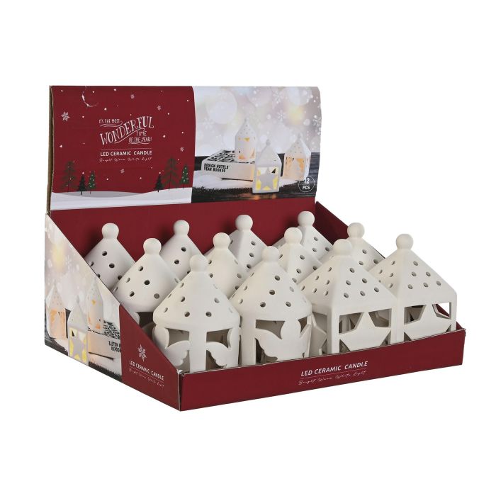 Farola Navidad Moderna DKD Home Decor Blanco 7.5 x 12.5 x 7.5 cm (12 Unidades) 1