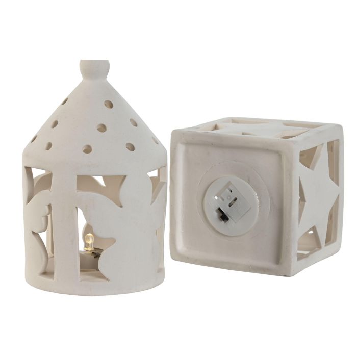 Farola Navidad Moderna DKD Home Decor Blanco 7.5 x 12.5 x 7.5 cm (12 Unidades) 2