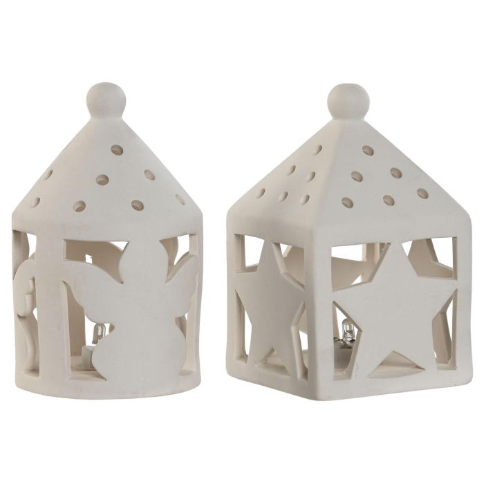 Farola Navidad Moderna DKD Home Decor Blanco 7.5 x 12.5 x 7.5 cm (12 Unidades) 3