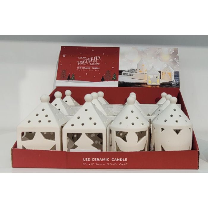 Farola Navidad Moderna DKD Home Decor Blanco 7.5 x 12.5 x 7.5 cm (12 Unidades)