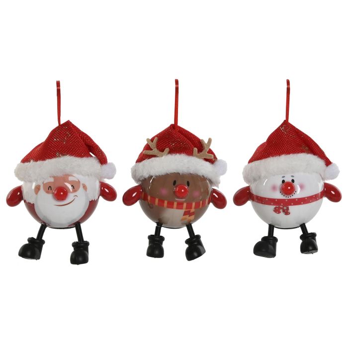 Bola Decoracion Navidad Tradicional DKD Home Decor Rojo Blanco 8.5 x 9 x 11.5 cm (12 Unidades) 2