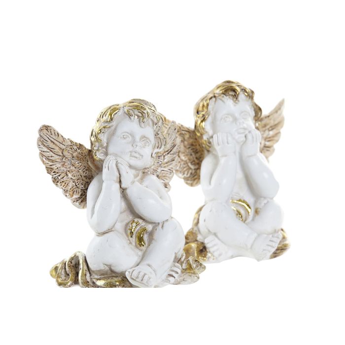 Figura Navidad Tradicional DKD Home Decor Blanco Dorado 6 x 7 x 6.5 cm (12 Unidades) 1