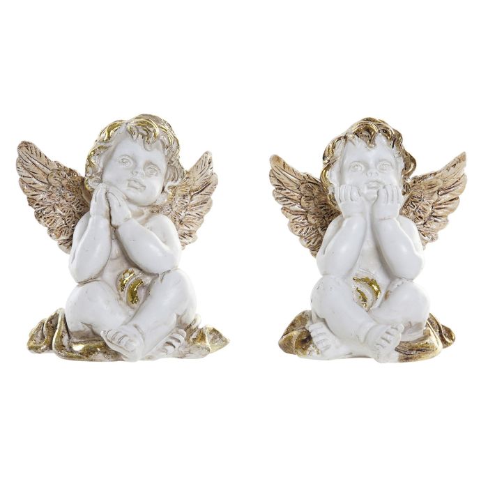 Figura Navidad Tradicional DKD Home Decor Blanco Dorado 6 x 7 x 6.5 cm (12 Unidades)