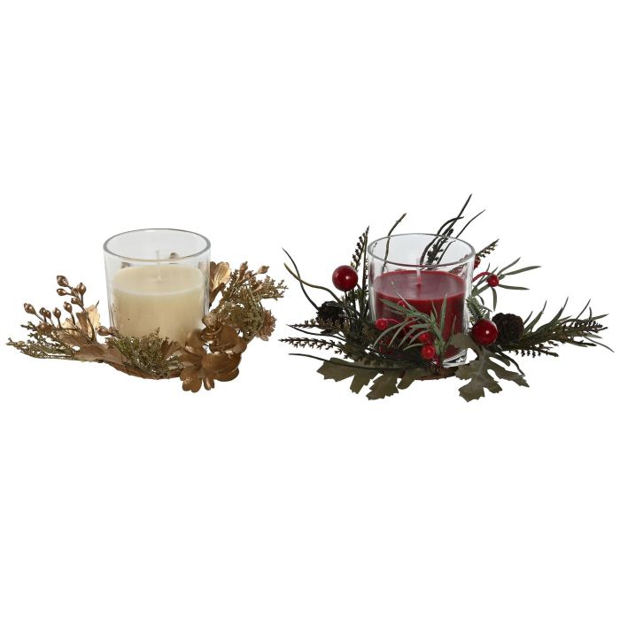 Vela Navidad Tradicional DKD Home Decor Rojo Blanco 15 x 8 x 15 cm (12 Unidades)