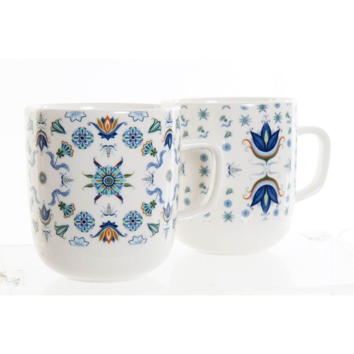 Mug Tradicional DKD Home Decor Azul Blanco 8.5 x 10 x 11.5 cm (12 Unidades) 1