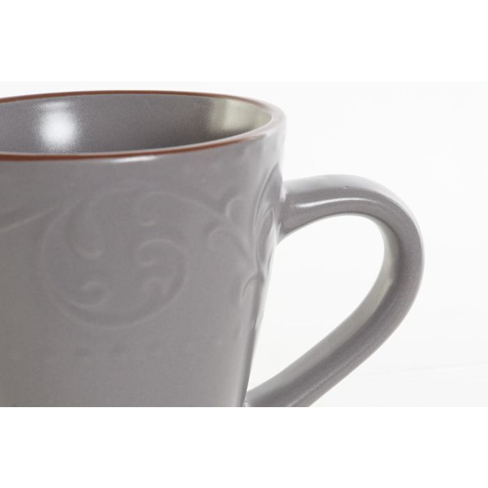 Mug Tradicional DKD Home Decor Gris Marron 9.5 x 10.5 x 13.5 cm (12 Unidades) 1