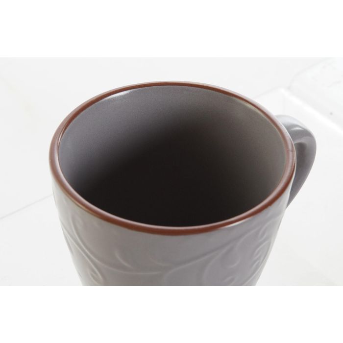 Mug Tradicional DKD Home Decor Gris Marron 9.5 x 10.5 x 13.5 cm (12 Unidades) 2