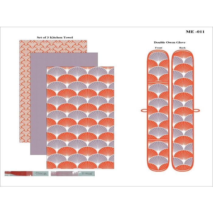 Paño Sixties DKD Home Decor Malva Naranja 0.5 x 40 x 60 cm Set de 3 (12 Unidades)