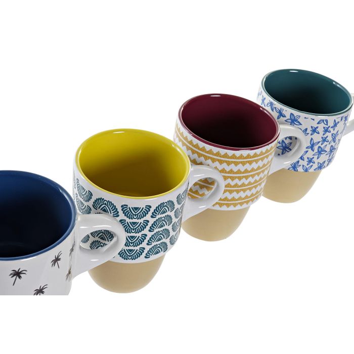 Mug Colonial DKD Home Decor Turquesa Azul 8.5 x 11.5 x 12 cm (12 Unidades) 2