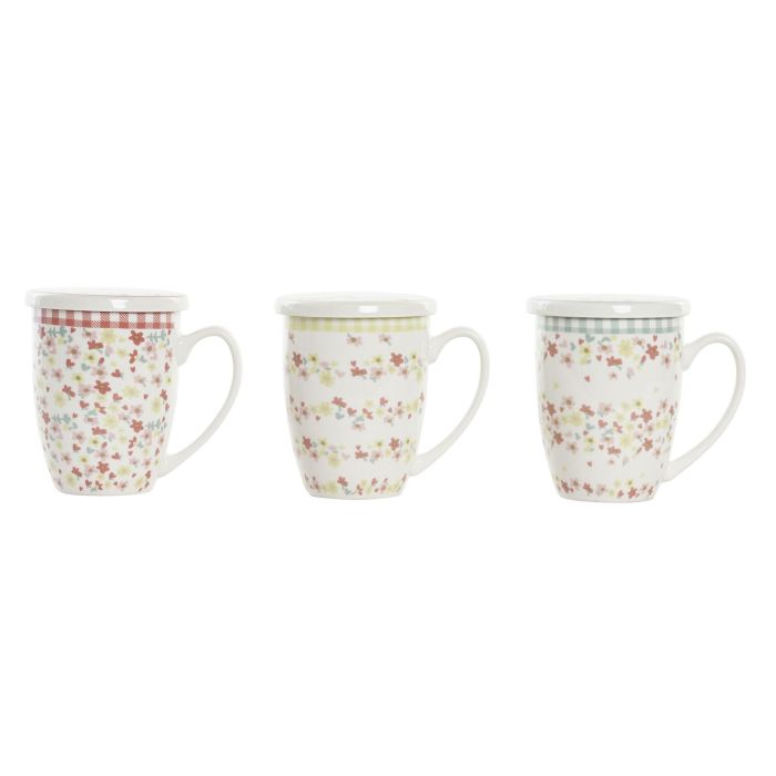 Mug Infusiones Shabby DKD Home Decor Verde Rojo 9 x 11 x 12 cm (12 Unidades)