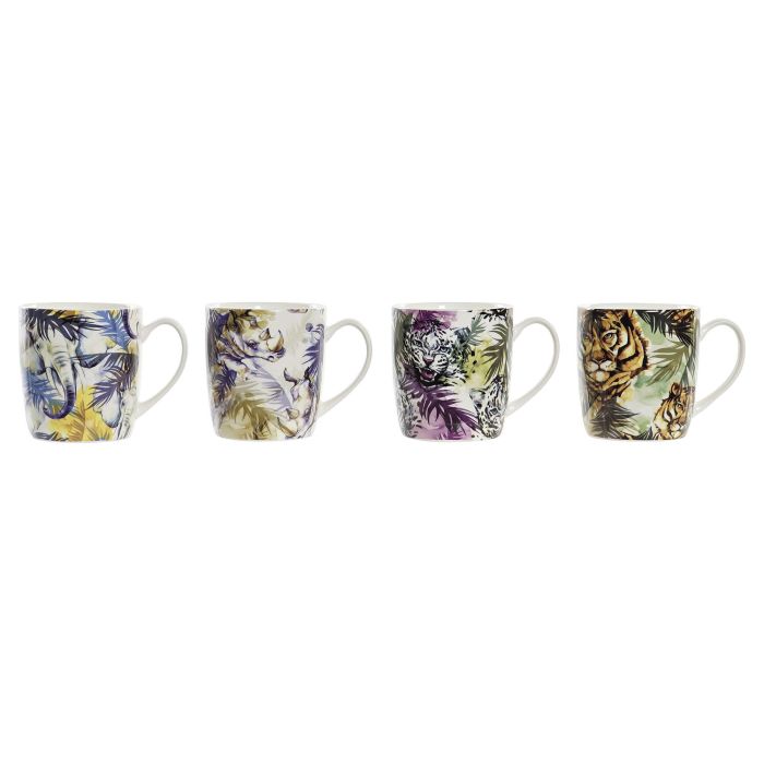 Mug Tropical DKD Home Decor Multicolor 8.5 x 9.2 x 12 cm (12 Unidades)